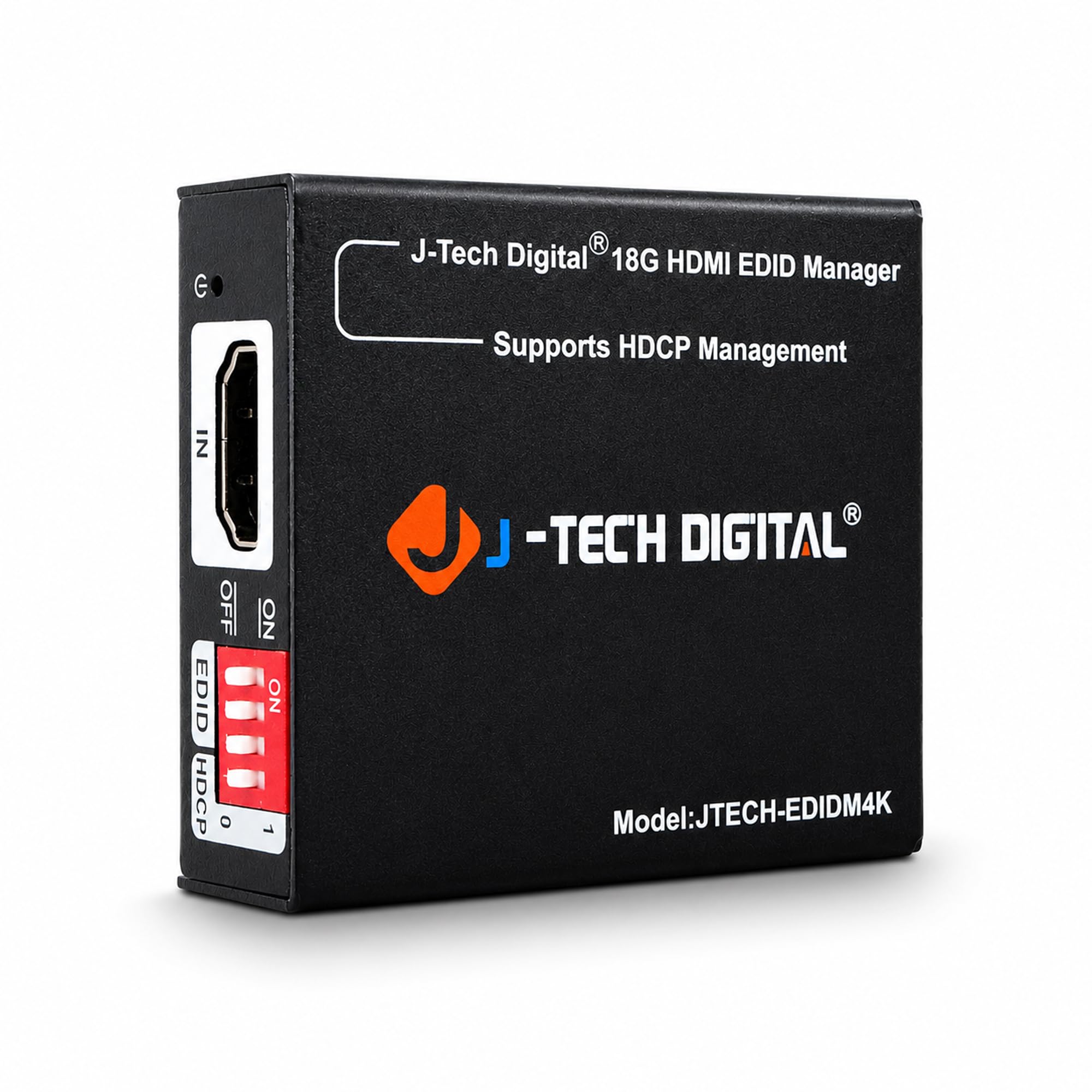 Emulador HDMI EDID HDCP Manager 4K60Hz Auto Downscaling, 8 modos EDID y ajustes EDID personalizados, alimentación por USB C o HDMI, soporta encendido/apagado CEC por J-Tech Digital [JTECH-EDIDM4K]