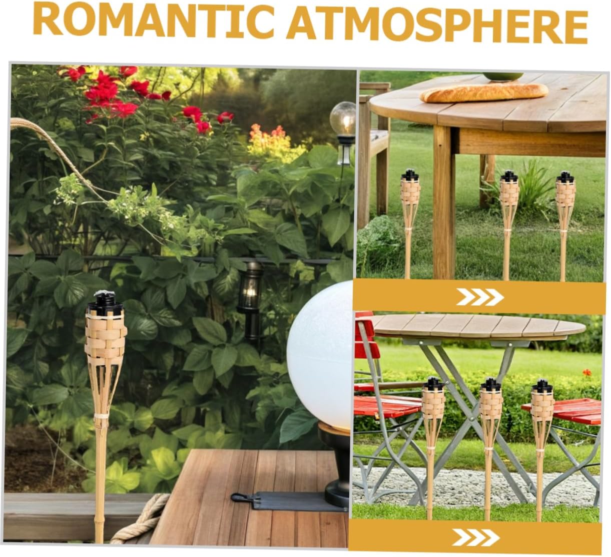 Mikikit 4pcs Torches for Outside Rustic Garden and Lanterns Easy to Install Oil Lamps for Festivals Weddings and Summer Parties Natural Design for Stable Illumination