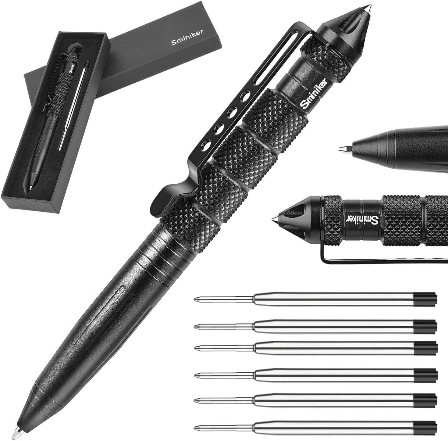 Sminiker Professional Tactical Pen with 6 ink refills
