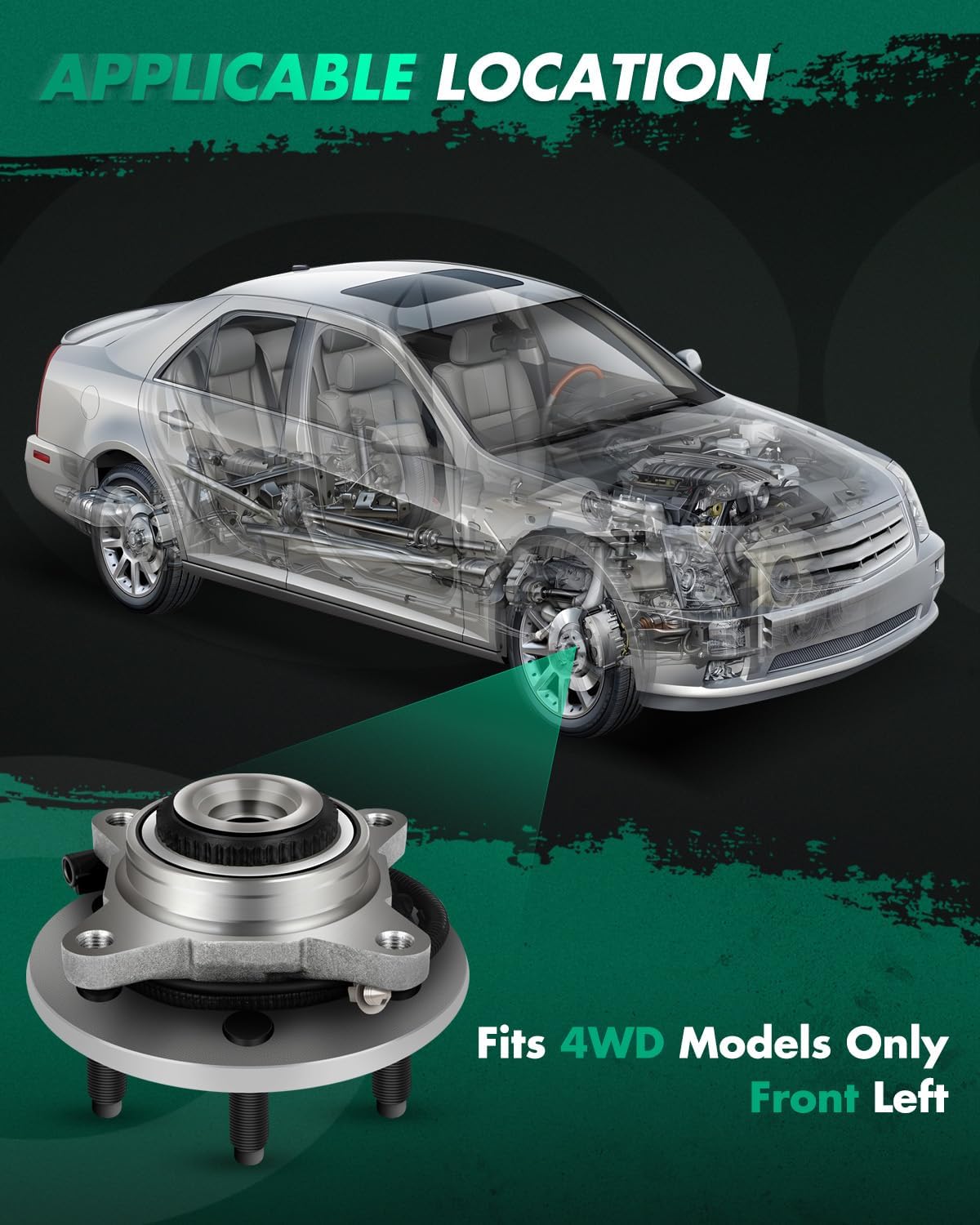 SCITOO 515079 Front Wheel Bearing Hub 2005-2008 for Ford F-150, for 2006-2008 Lincoln Mark LT 6 Lugs Axle Hub Assembly Kit 4WD W/ABS 2 Pack