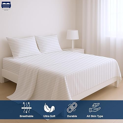 Miniatura 3 de Juego de sábanas de 4 piezas de 6 a 12 pulgadas de profundidad, 400 hilos, 100 % algodón, diseñado para tus dormitorios, caravanas, cámpers, lanchas