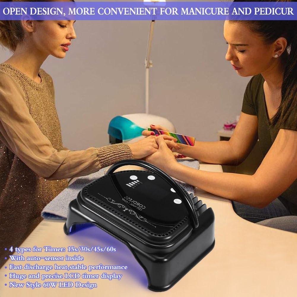 ZJchao 64W Nail Polish Dryer, LED Nail Lamp with Quick Curing, Rechargeable Smart Sensor, Professional Gel Nail Lamp for Home Salon