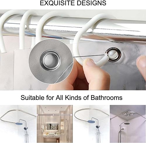 Miniatura 4 de Lnond Juego de 4 piezas de baño negro con cortina de ducha y alfombras, juegos de cortinas de ducha con tapetes y accesorios, juegos de decoración