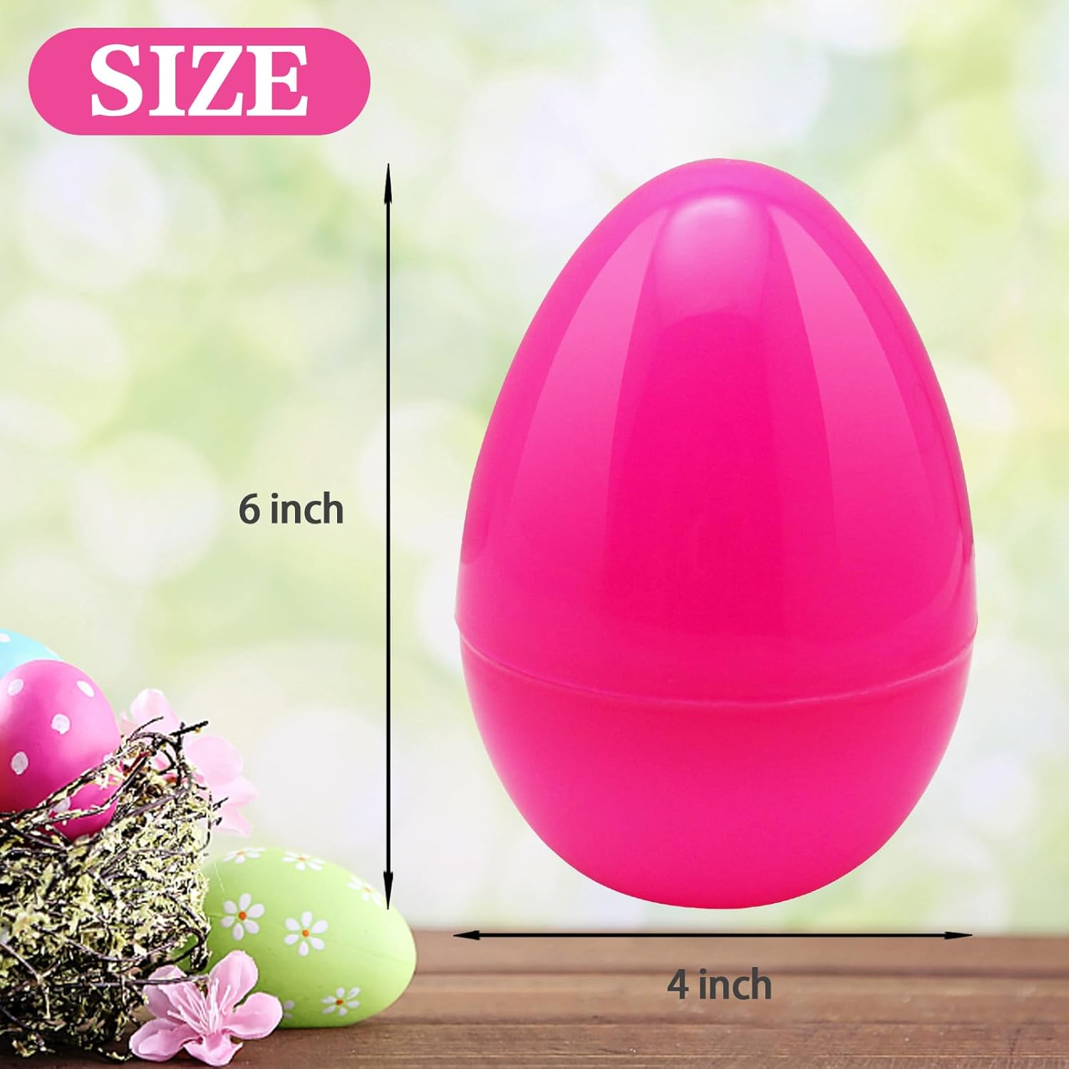 ZMCINER 12 PCS 6 Inch Jumbo Easter Eggs, Large Plastic Easter Eggs for Easter Basket Stuffers, Easter Party Favor, Classroom Prize