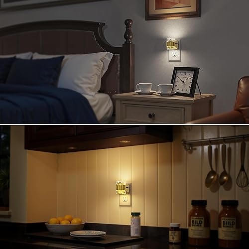 Miniatura 4 de Briignite Paquete de 2 luces nocturnas regulables enchufables a la pared con diseño de burbujas 3000K4000K5000K y 3 niveles de brillo para bebé,