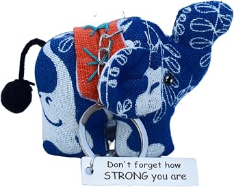 Stuffed Elephant Animal Keychain,Emotional Support Craft Charm,Handmade Stuffed Animal Keychain For Handbag Purse Backpack Inspirational Gifts For Men Fathers Day Friends Teachers Lovers