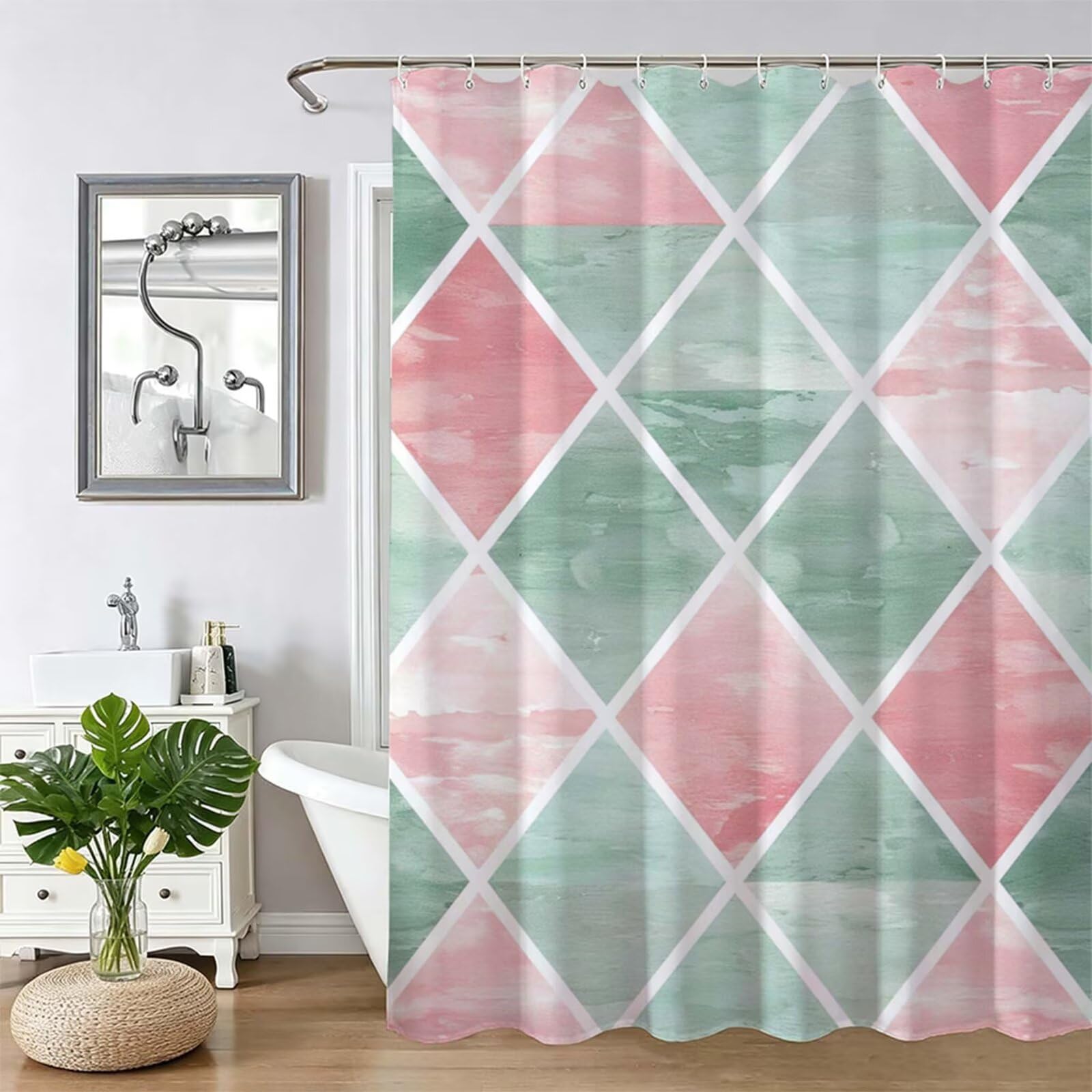 Rideau de baignoire en tissu rose moderne style haut de gamme