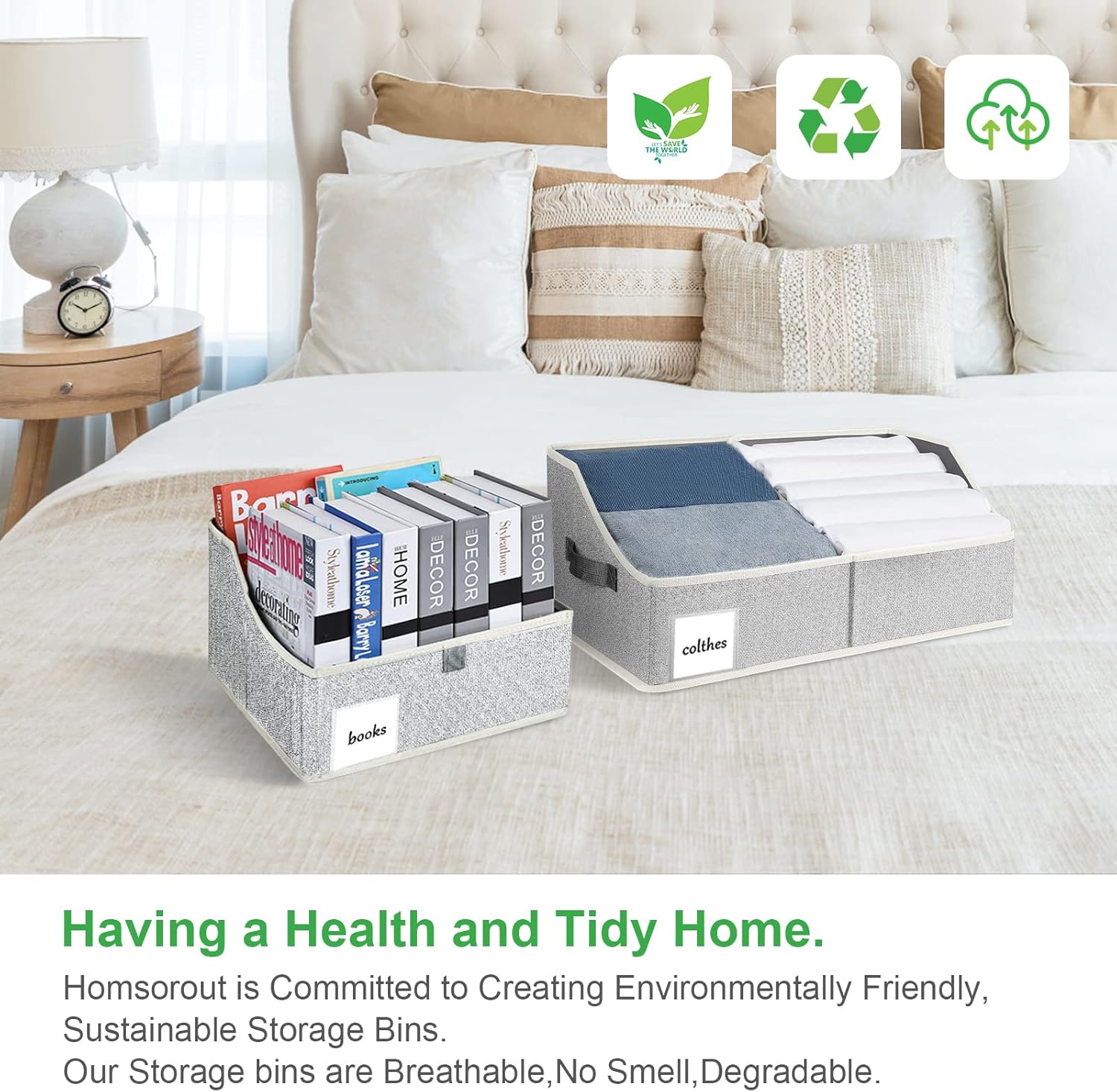 Buy Homsorout Trapezoid Storage Bins, Foldable Closet Storage Bins