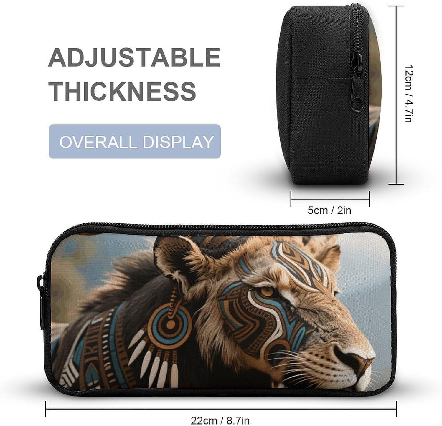 Tribal Animals Pencil Case Large Pencil Bag with Zipper image 2