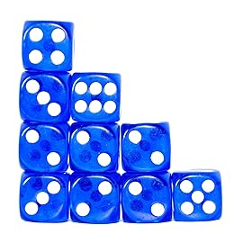 SmartDealsPro 10-Pack D6 Six Sided 16mm Transparent Dice Die for DND, MTG, RPG, Tenzi, Yahtze, Bunco, Table Borad Games, Math Teaching (Blue Translucent)