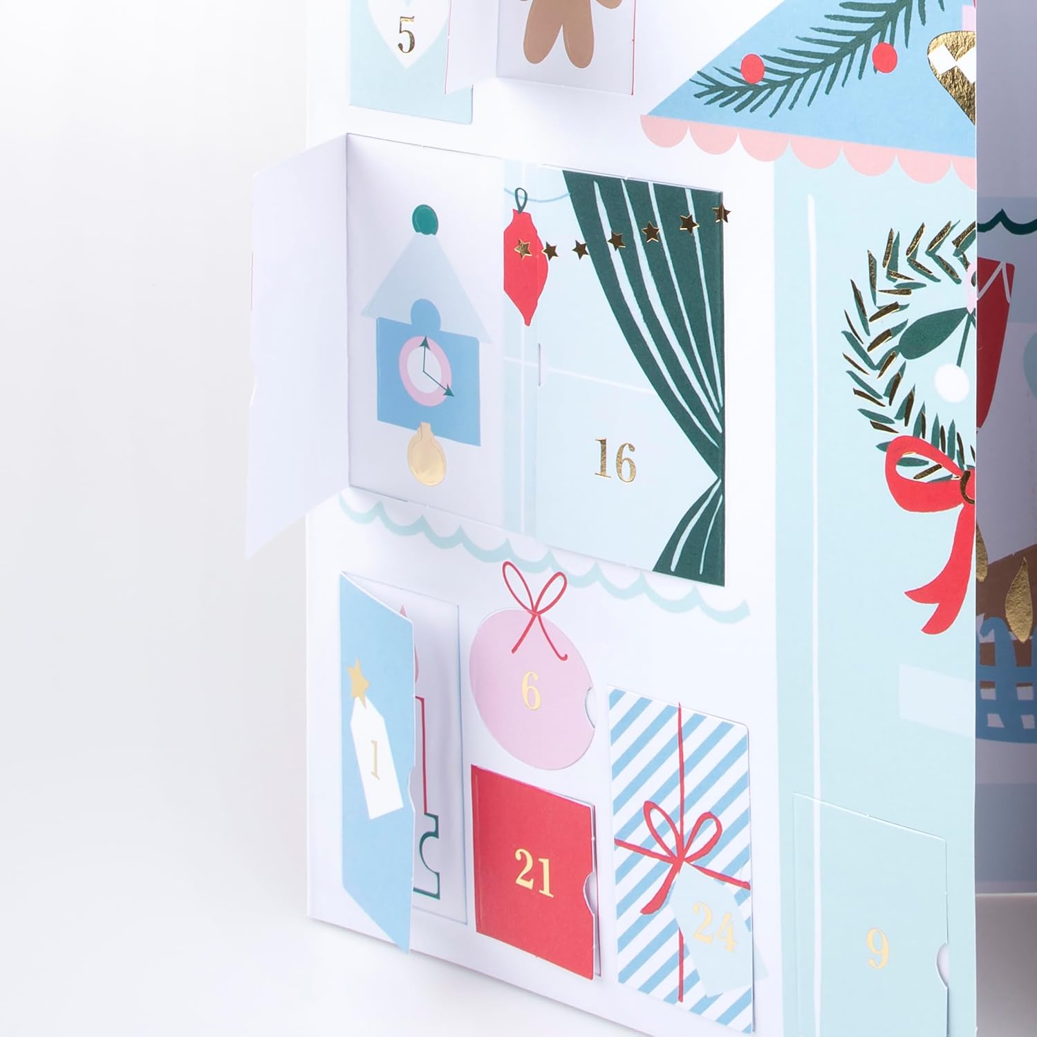 Meri Meri Santa's Cabin Sticker Advent Calendar (Pack of 1), Ages 3+, 16.125" x 17.375" x 0.25", Christmas Advent Calendar