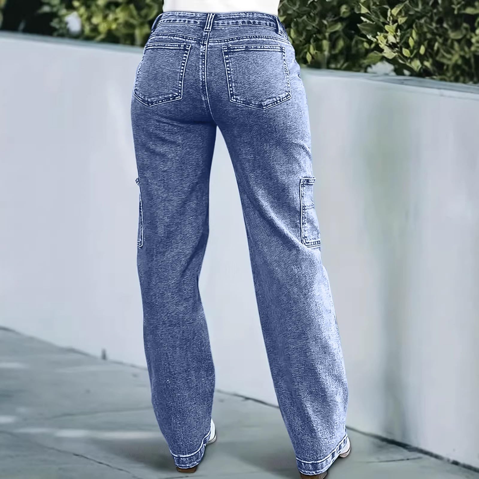 Jeans Donna Elasticizzati Gamba Dritta Jeans Baggy Leggeri Gamba Larga Pantaloni Denim Elasticizzati Curvy Larghi Comodi Pantaloni Vita Alta Casual Y2k Eleganti Pants Moda Tempo Libero Vintage