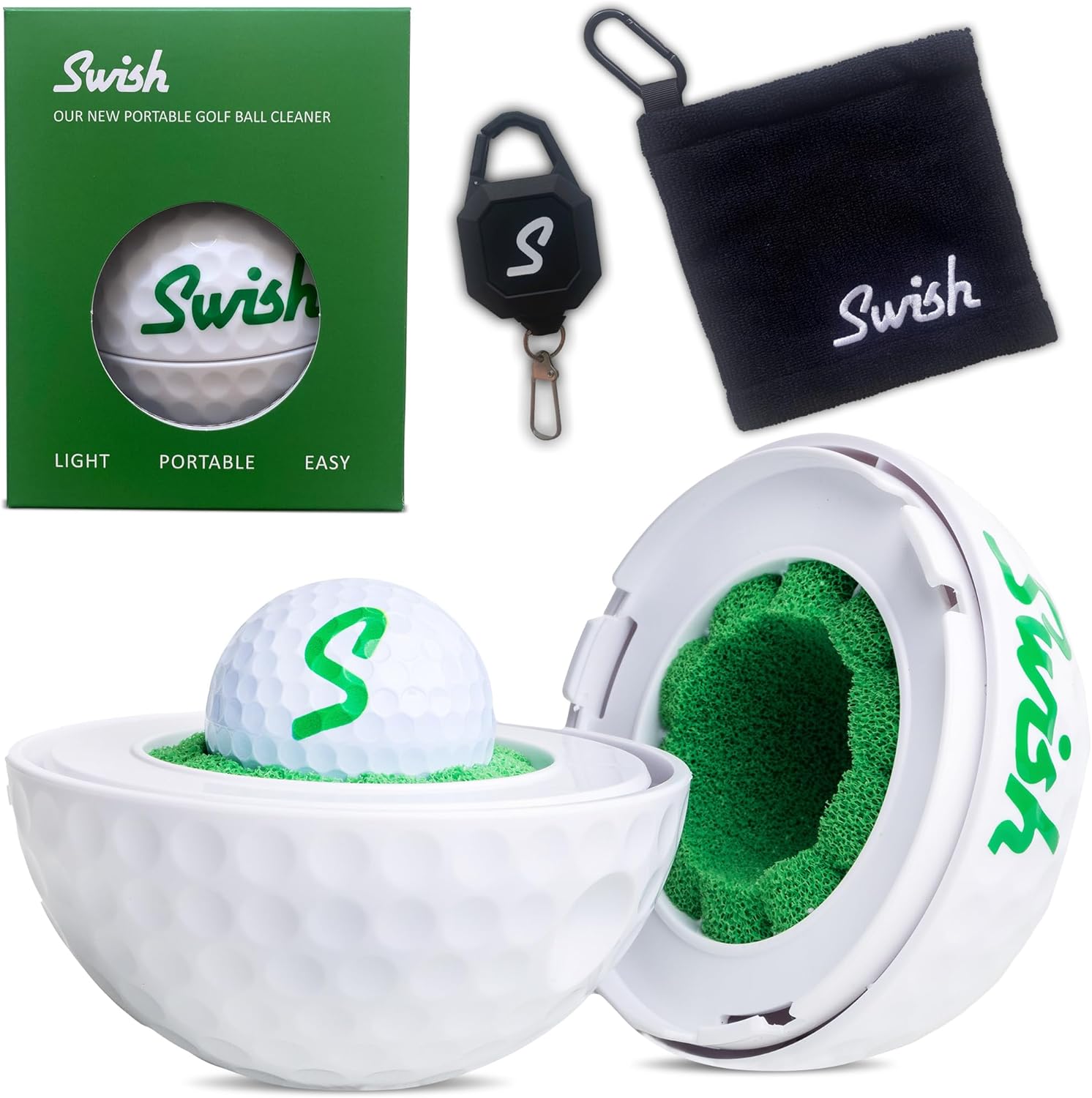 Swish Portable Golf Ball Cleaner for Golf Bag or Cart