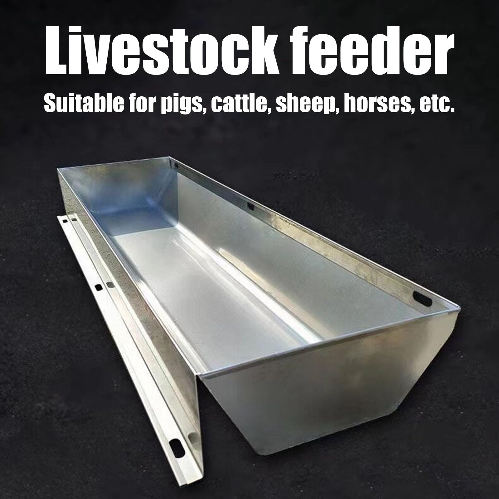 Comedero Para Ganado Vacuno, Cerdos Y Ovejas, Comedero Metálico De Gran Capacidad, Diseño Colgante Resistente Para Uso Agrícola(100x30x12.5cm)