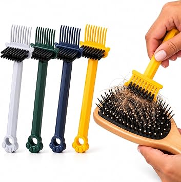 4 PCS Hair Brush Cleaner Tools, 2-in-1 Comb Cleaning Brushes, 4 Colors