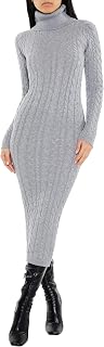 Womens Cable Knit Midi Sweater Dress