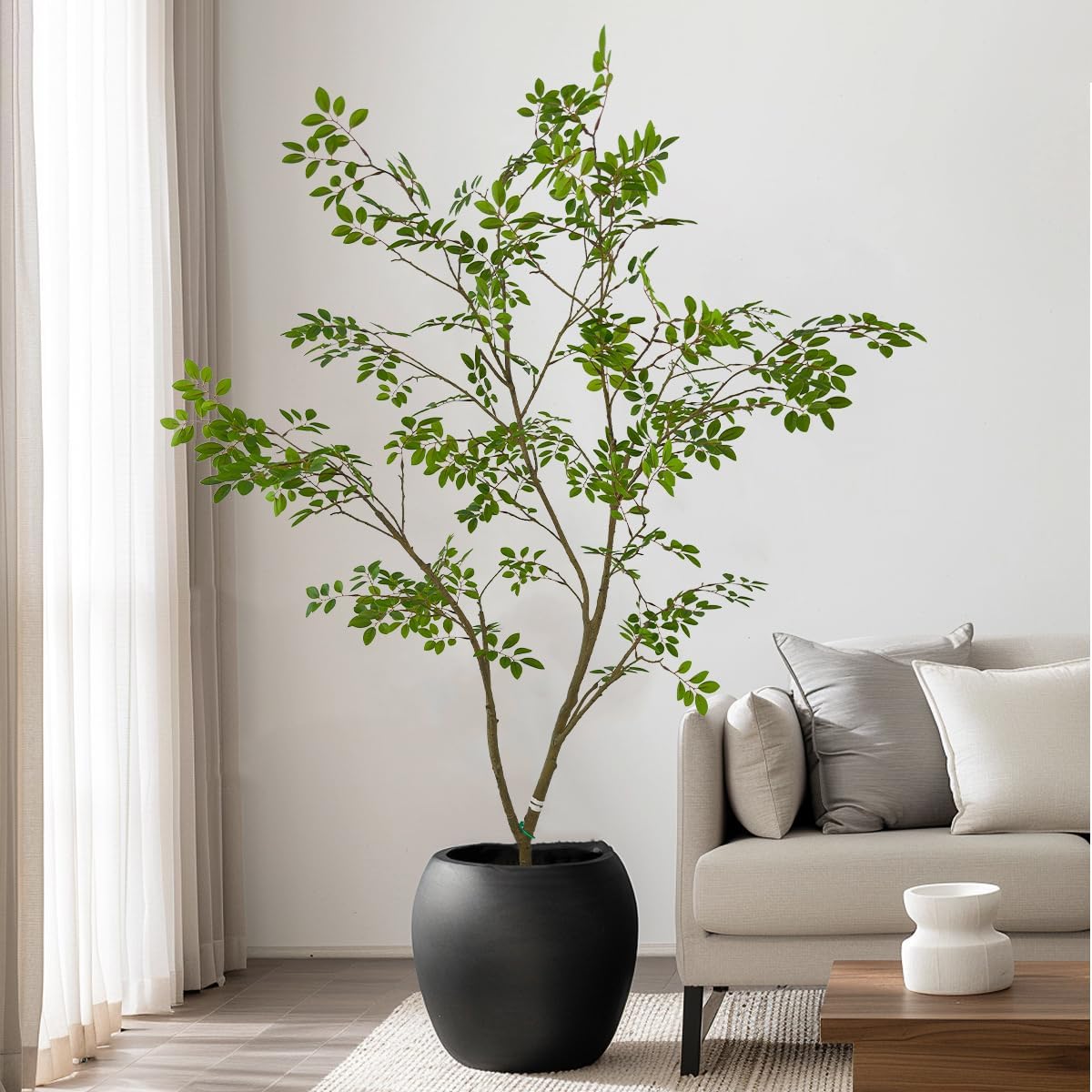 Artificial Elm Tree Faux Elm Tree 6ft Tall Fake Plant in Pot Fake Silk Tree Faux Plants Indoor - Image 4