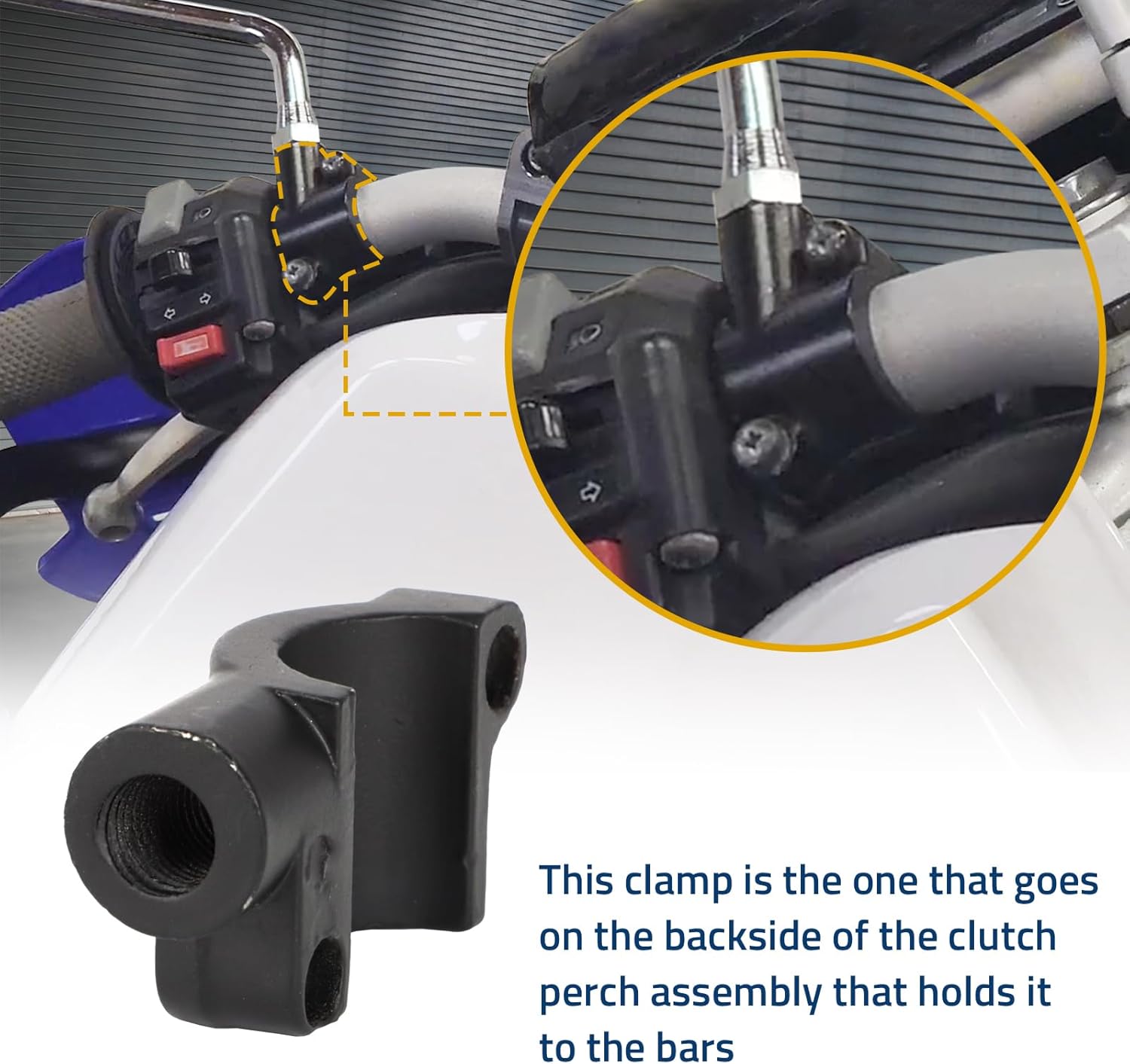 33G-82913-01-00 Lower Clutch Perch Lever Holder, Lower Clutch Perch Lever Clamp for Yamaha TT-R250 WR250R XT 225 350 600 TW200 on The Backside of The Clutch Perch