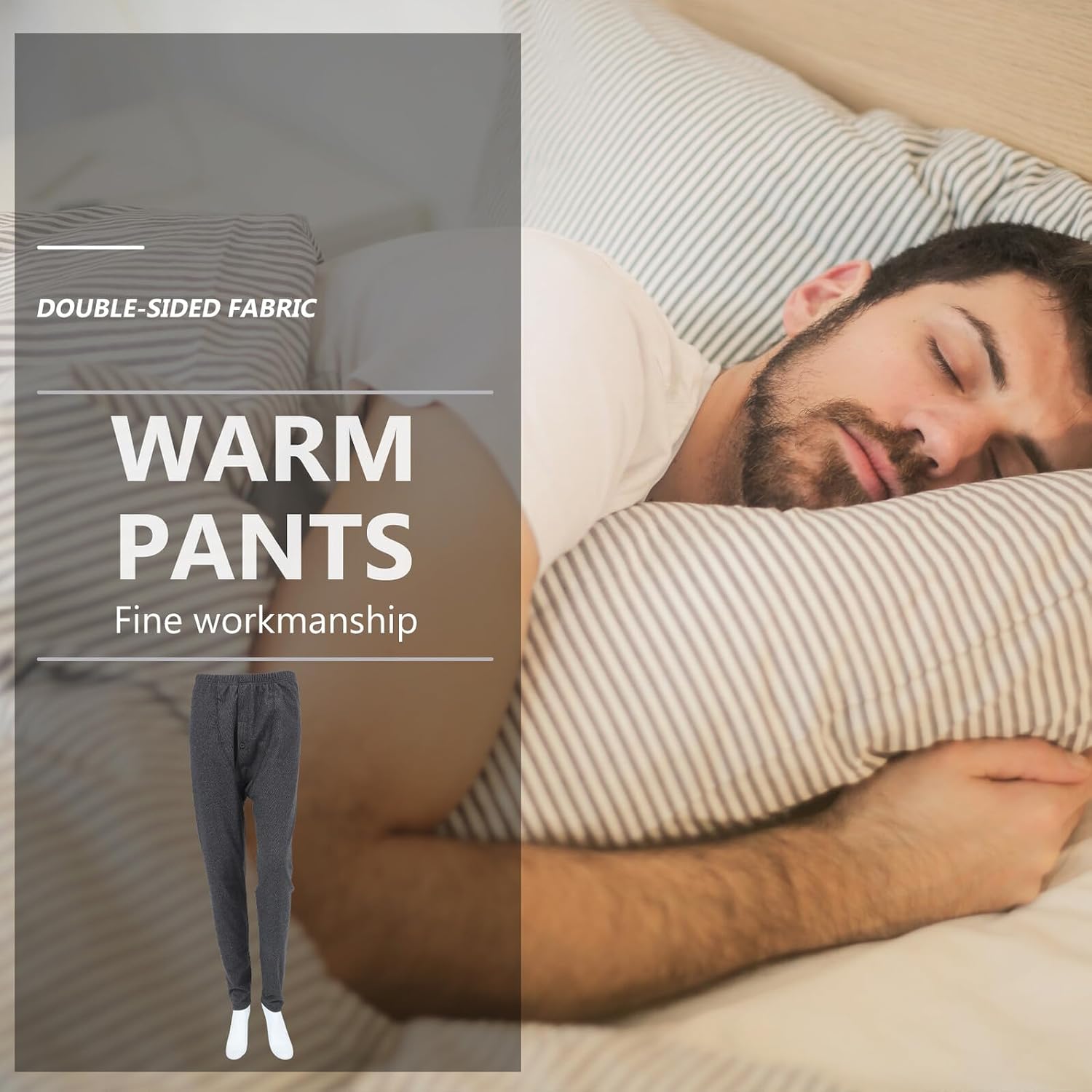 Men’s Thermal Underwear Long Johns Autumn Leggings Black XXL Fleece-Lined Warm Base Layer Pants for Cold Weather