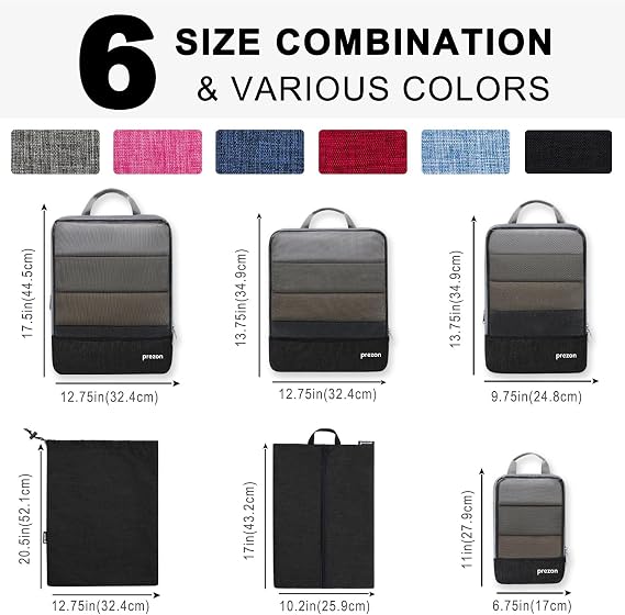 Compression Packing Cubes with Travel Shoes Bag and Laundry Bag, Luggage Organiser Set, Extensible Suitcase Organiser, Packing Organisers for Suitcases, Packing Cubes for Travel or Storage
