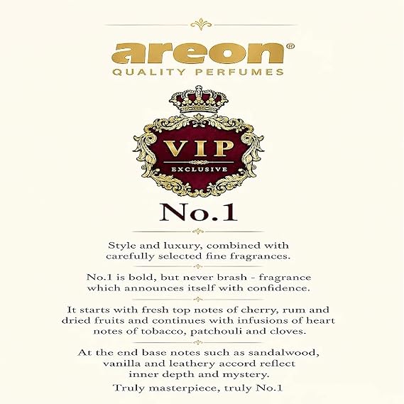 AREON VIP Hanging Car Air Freshener Pack of 3 - Premium Car Perfume with Natural Fragrances, Stylish Hanging Cards Long Lasting Auto Air Freshener for Car, Home, Office & Vehicle Interior - No 1