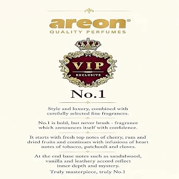 AREON VIP Hanging Car Air Freshener Pack of 3 - Premium Car Perfume with Natural Fragrances, Stylish Hanging Cards Long Lasting Auto Air Freshener for Car, Home, Office & Vehicle Interior - No 1