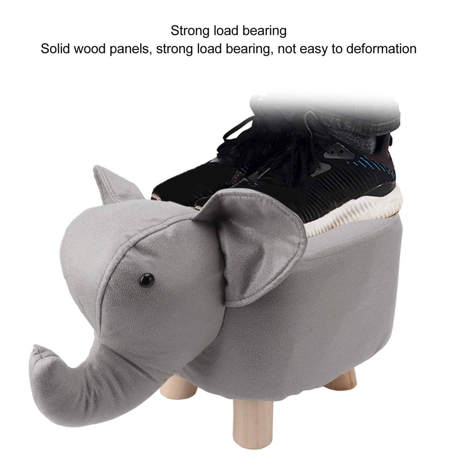 Poggiapiedi A Forma Di Animale Di Elefante Da 9,8 Pollici, Pouf Poggiapiedi Con Morbido Cuscino Imbottito E Piedini Antiscivolo, Comodo Sgabello Carino Per Bambini Asilo (Light Grey)