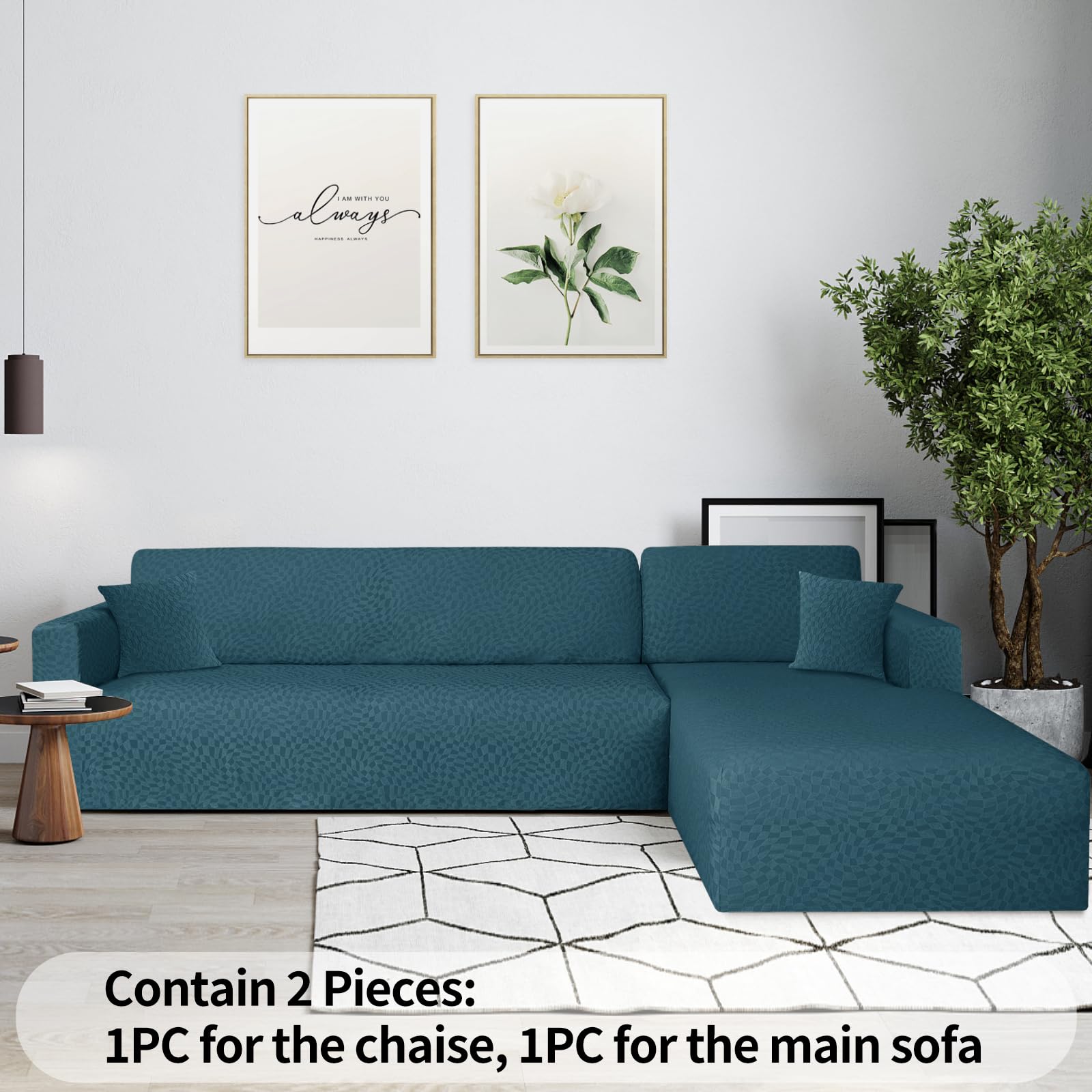 Ystyle Copridivano 3 Posti Con Penisola A Sinistra Destra, Elasticizzato Copridivano Angolare, Copridivano Chaise Longue, Copri Divano A L (3 Posti+3 Posti, Turchese)