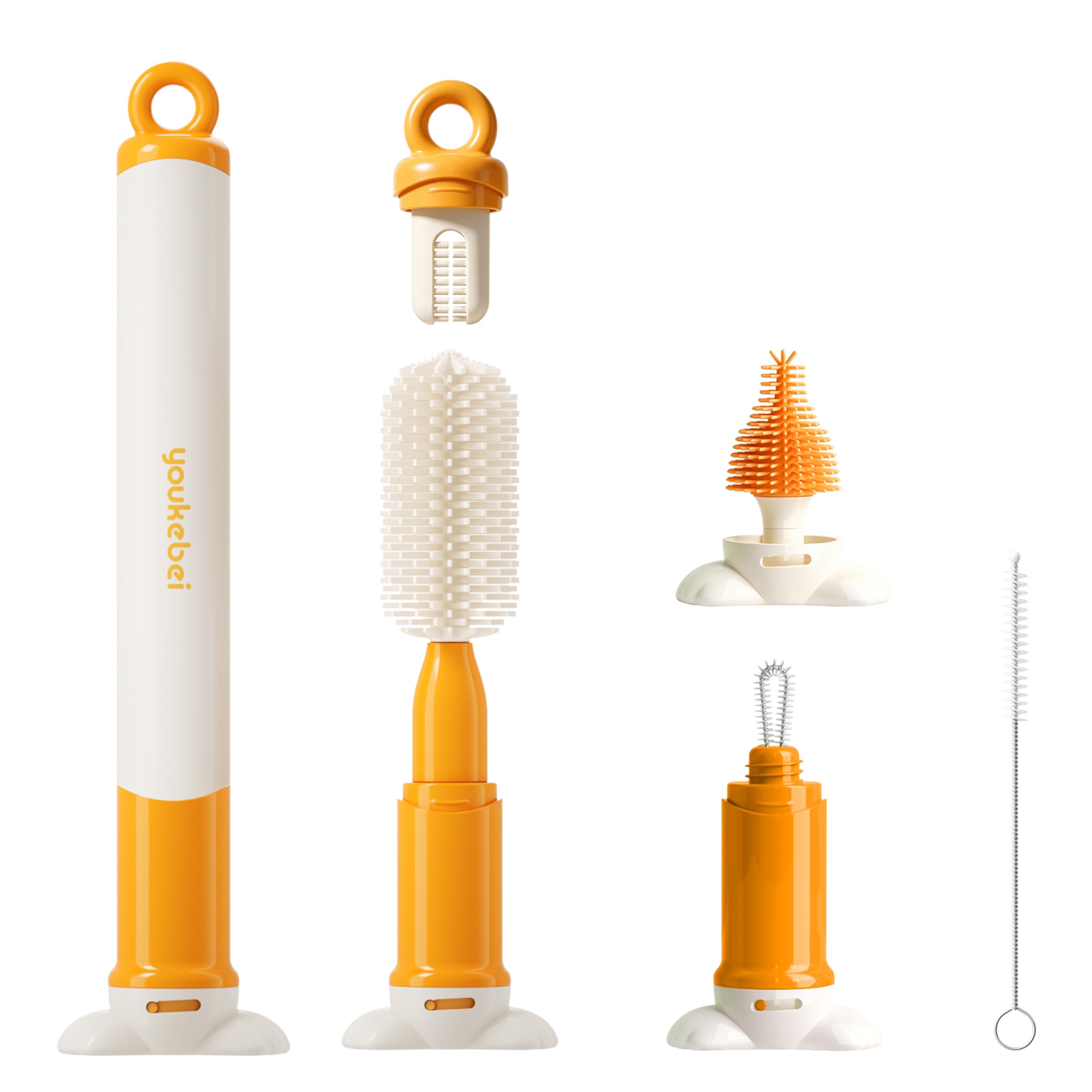 Photo 1 of YOUKEBEI 5-in-1 Silicone Bottle Brush Set - Orange