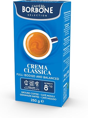 CAFFE BORBONE - Crema Classica - 250g Full Bodied And Balanced Ground Coffee