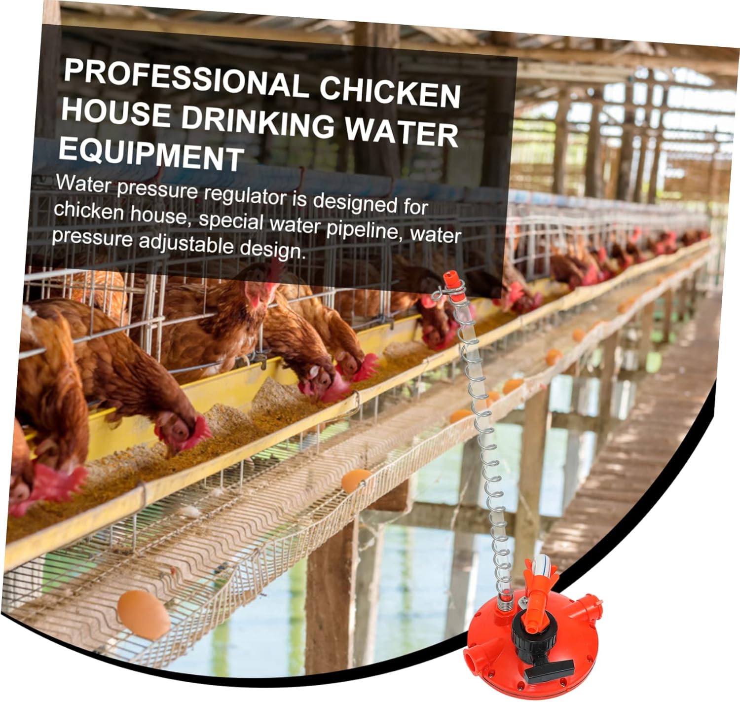 VICASKY Hens Water Dispenser Automatic Chicken Water Fountain Adjustable Pressure for Poultry Farm Use