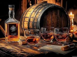 UPABLUNSO 5D Whiskey Diamond Art Kits for Adults DIY Round Full Drill Diamond Paintings Gem Art for Beginners Home Wall Decor 12x16 Inch