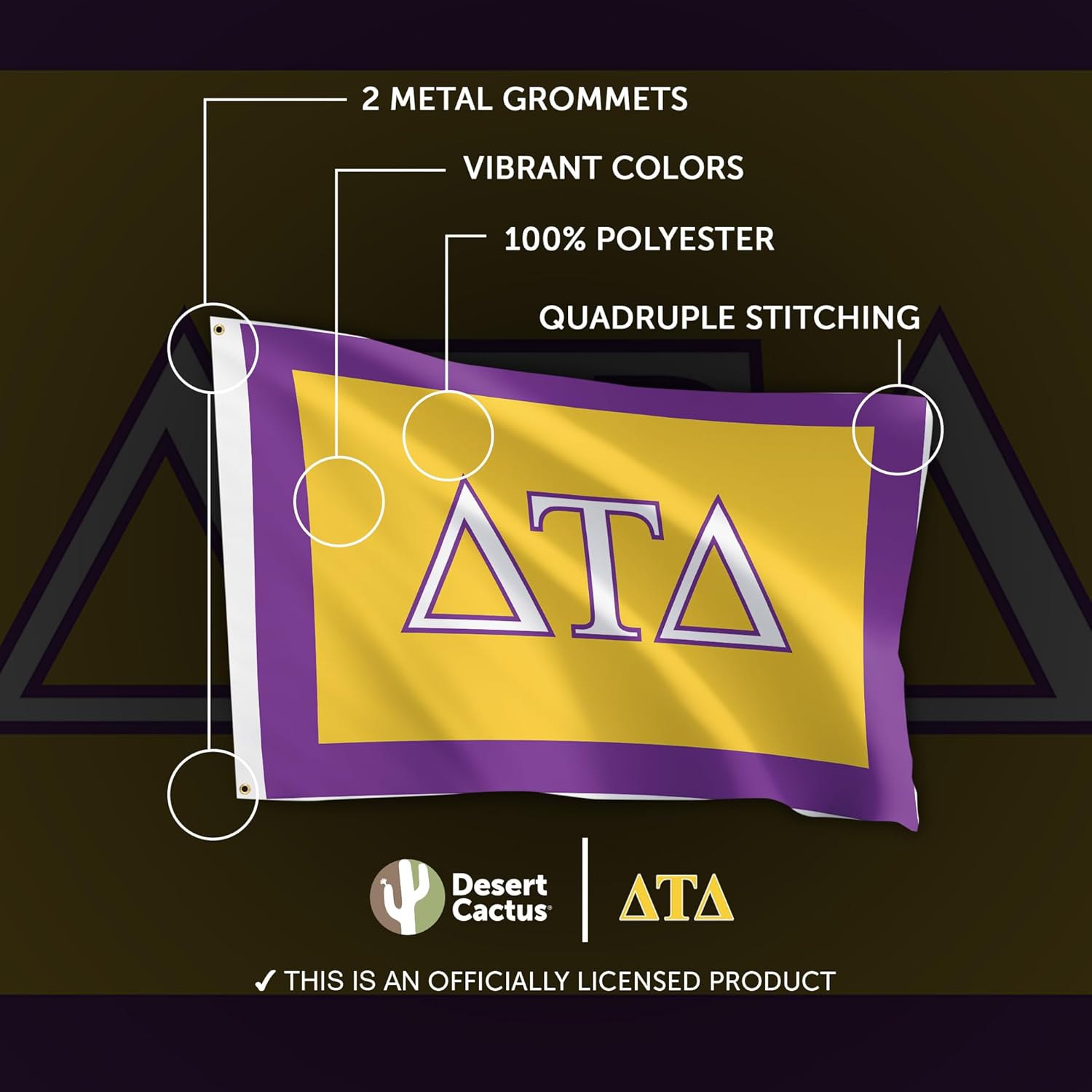 Desert Cactus Delta Tau Delta Flag Chapter Delts Fraternity 3x5 feet Polyester Banner Sign Decor