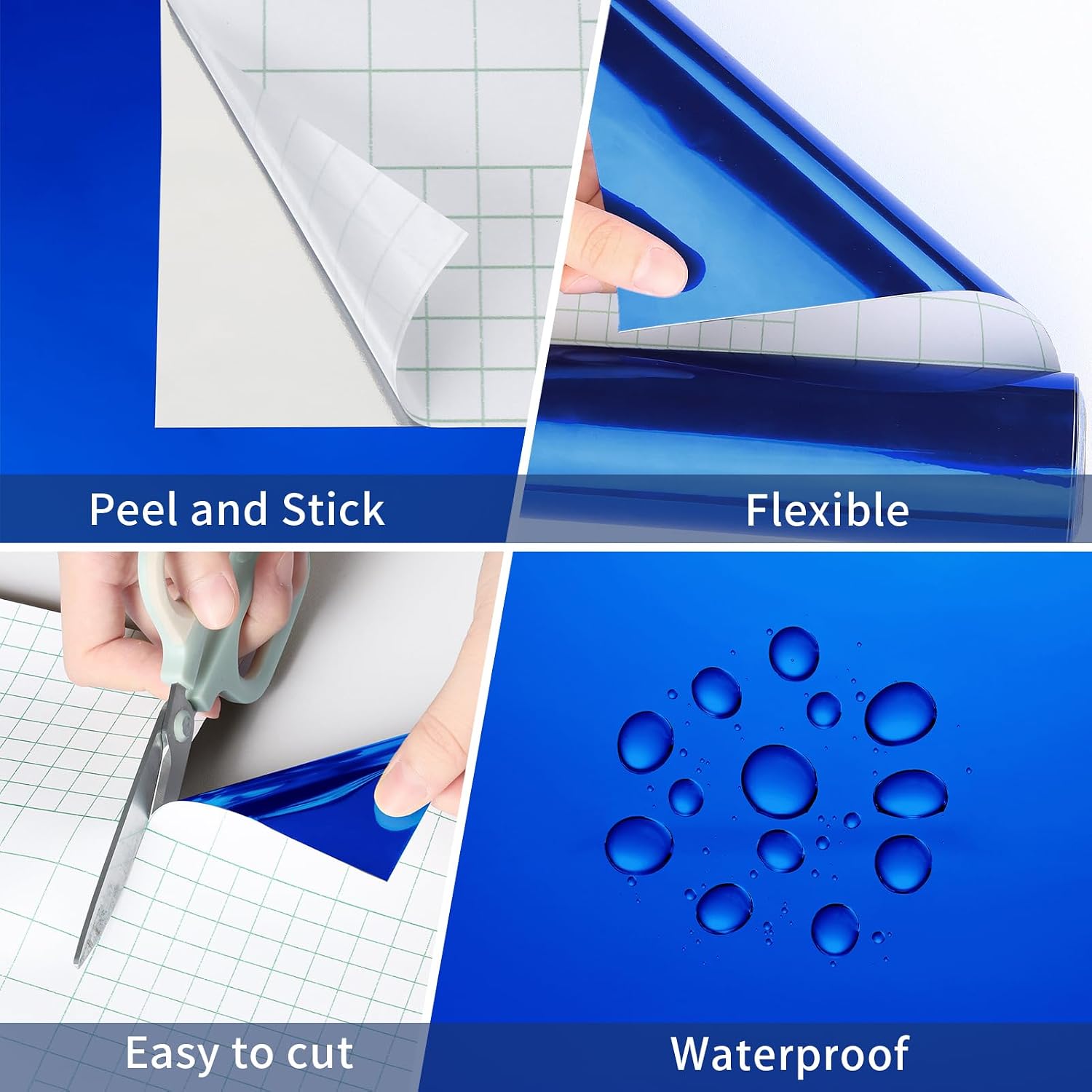 WESTICK Glossy Blue Mirror Frame Border Peel and Stick Mirror Wallpaper Border for Bathroom Repair Tape Roll Self Adhesive Blue Bulletin Board Boders for Classroom Living Room Decor 4" x 160" image 5