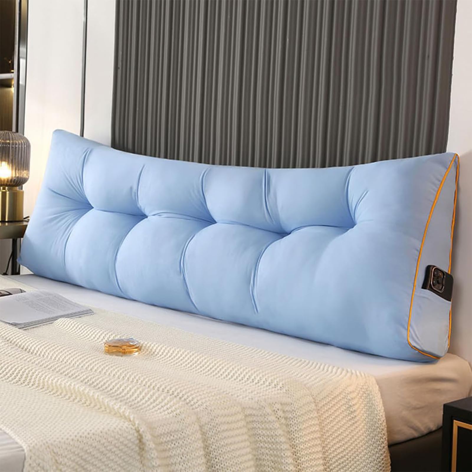 7,60cm, Headboard Support Bolster Pillow, Waist Backrest Cushion, Removable Triangular Wedge Headboard Cushion for Bedroom Couch