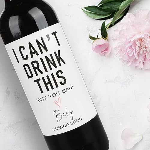 Miniatura 3 de Etiquetas de vino con texto en inglés "I Can't Drink This But You Can't Drink This But You Can", etiquetas de vino para anuncios de bebé, ideas de