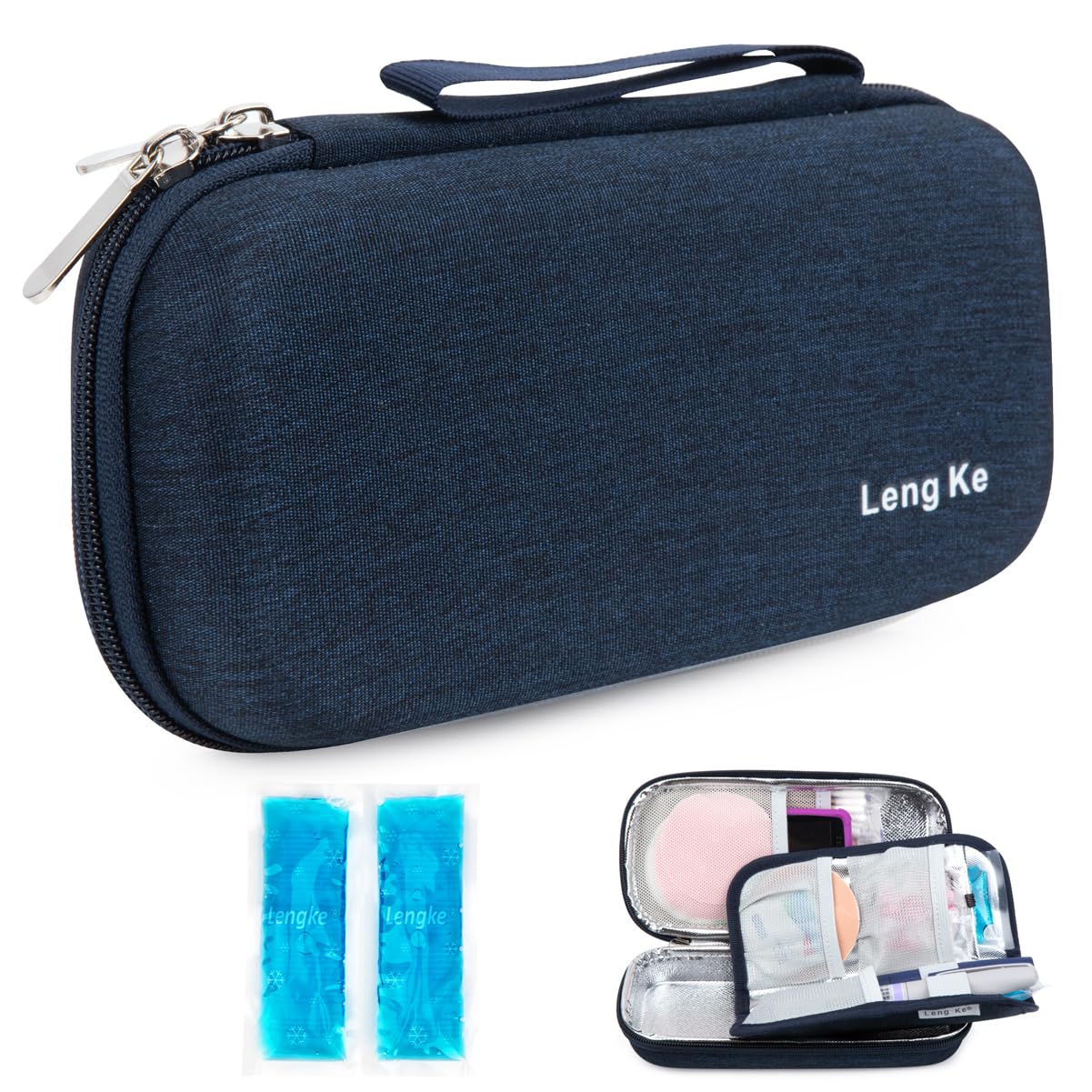 YOUSHARES Estuche Insulina Frio con 2 Bolsa Nevera- Estuche Isotérmico Insulina Nevera Portatil Insulina para Viajes, Neveras Pequeñas Portatil Organizador para Diabéticos (Azul marino)
