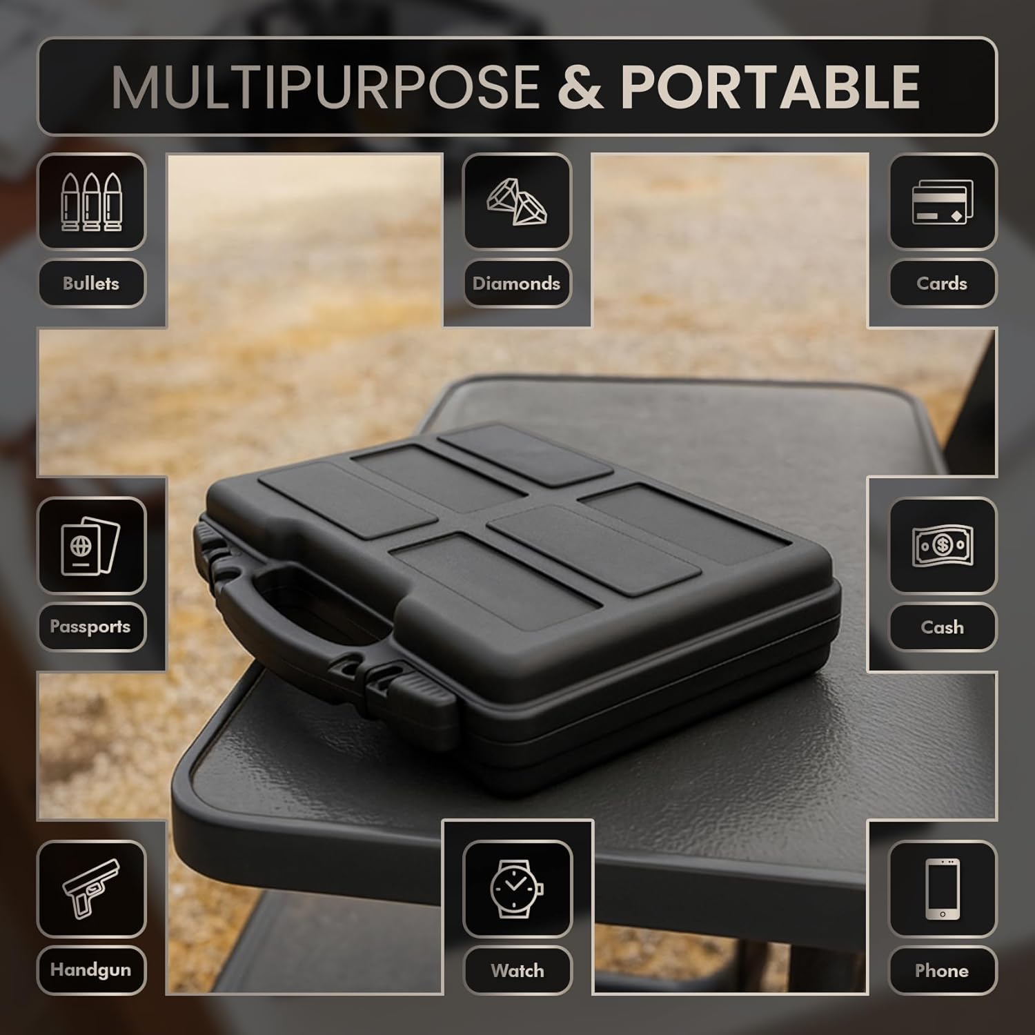 11.8" Hard Waterproof Lockable Gun Cases for Handguns with Combination Lock | Hand Gun Case Lock Box for Pistols | Pistol Case Hard Shell Box for Travel | Handguns Lockable Carrying Cases (Black) - Image 4