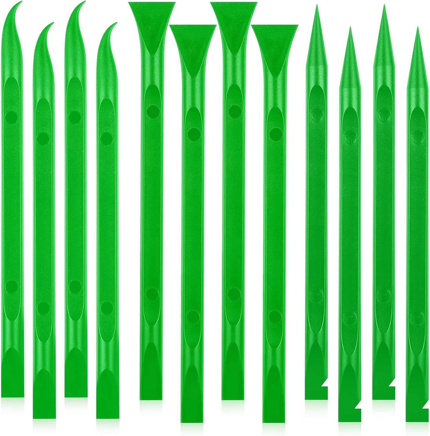 12Pcs Plastic Scraper Tool, Crevice Cleaning Tool, Non-Scratch Car Detailing Supplies for Cleaning, Versatile Label/Sticker Remover & Peeler Tool for Tight Spaces (Green-12Pcs)