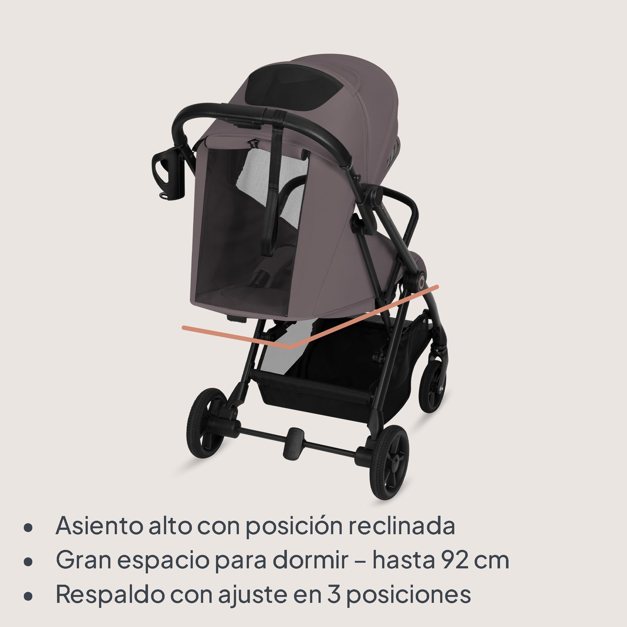 Lionelo Tansi Silla de Paseo Ligera y Carrito Bebé Compacto, hasta 22 kg, Plegado Automático con una Mano, Posición Reclinable, Ruedas GravelTech con Amortiguación, Capota Impermeablee, Mosquitera — view 3