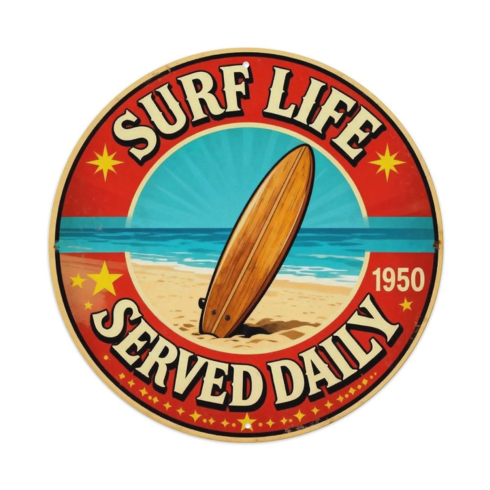 Surf Life Beach Sign Metal Tin Sign Plaque
