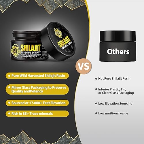 Miniatura 4 de Shilajit - Resina Shilajit orgánica pura del Himalaya, resina Shilajit de grado dorado con más de 85 oligominerales y ácido fúlvico, suplemento