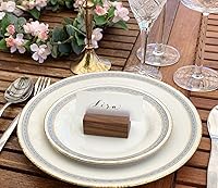 Vista 5 de UNIQOOO 20 Pack Place Card Holders Rustic Walnut Wood Escort Cards Display Stands Table Number Sign and Photo Stand Perfect for Retail Shop