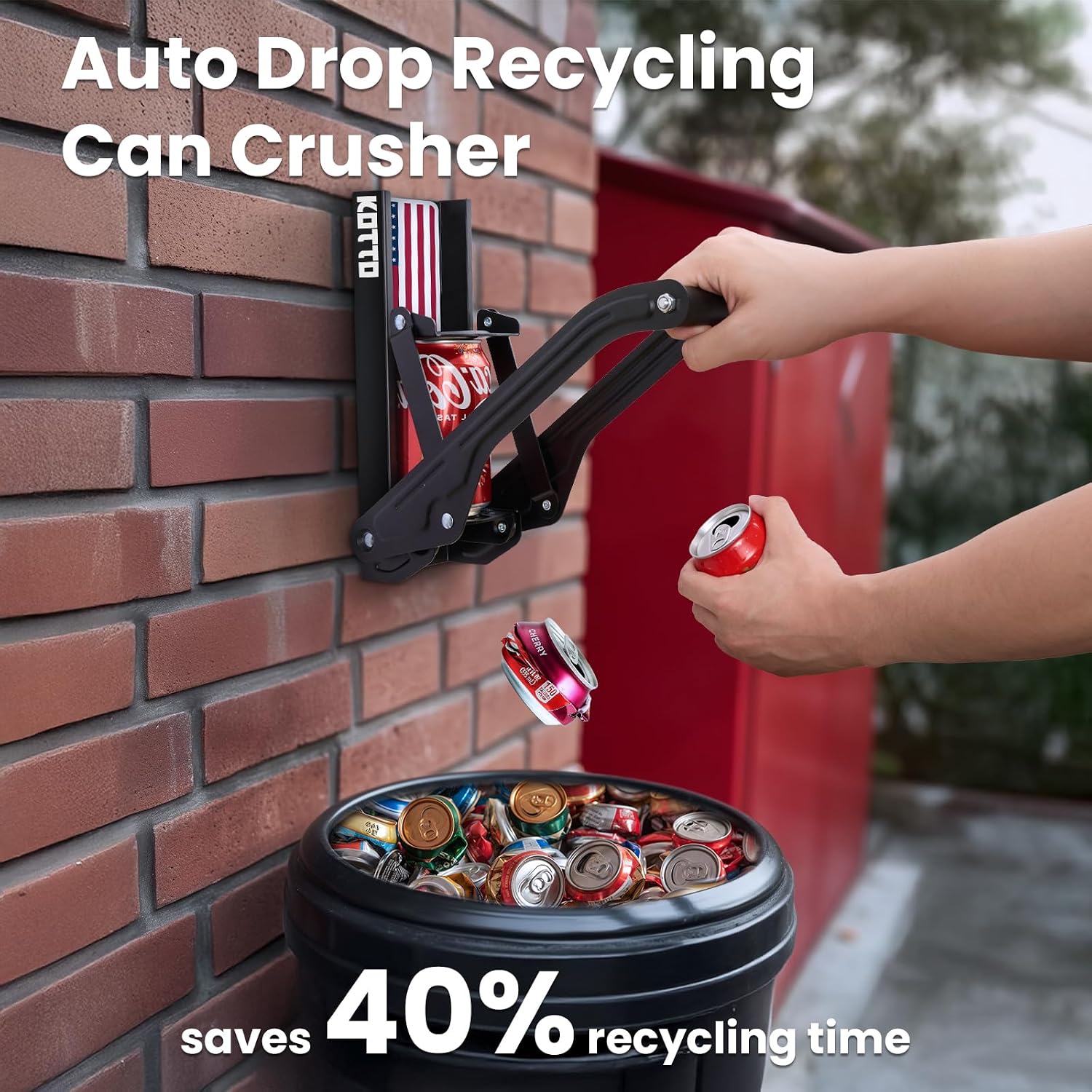 Kotto Can Crusher Wall Mounted for Recycling 8-16oz Aluminum Cans