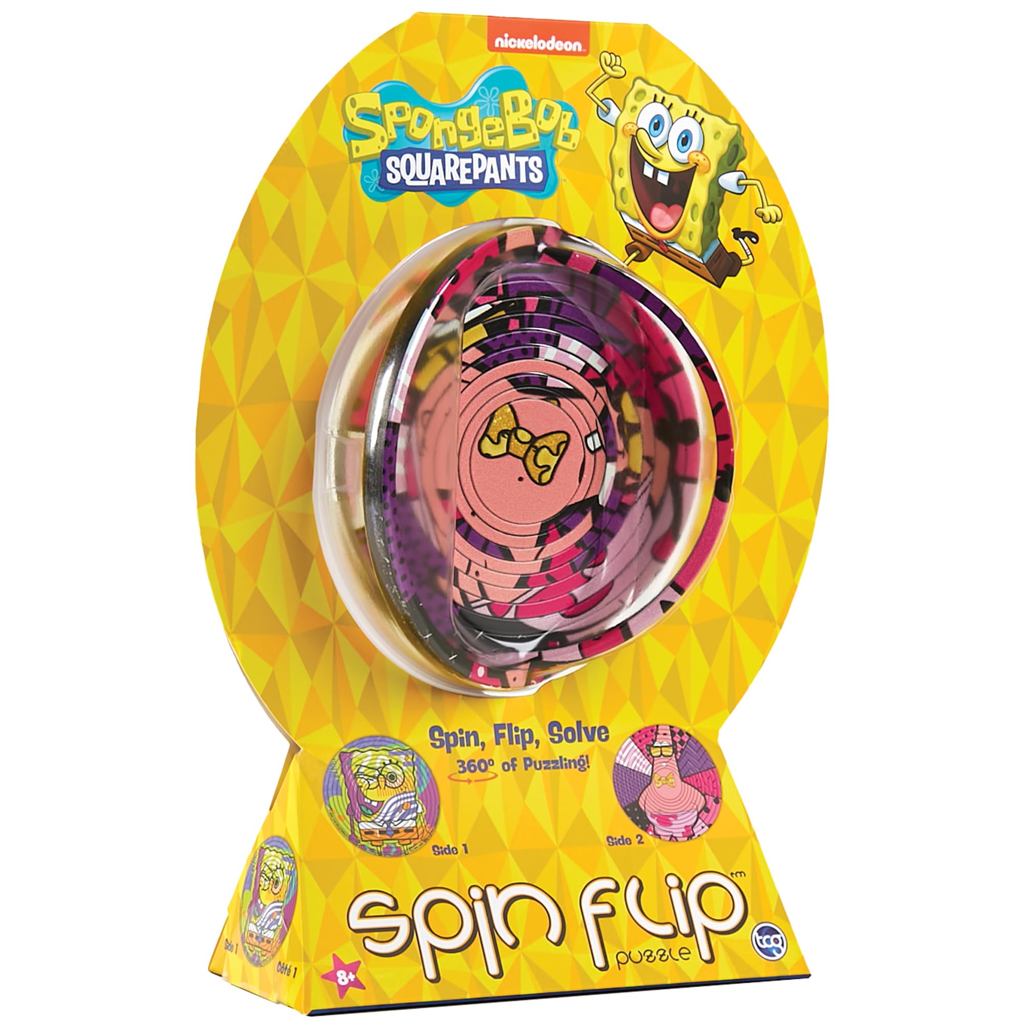Spin Flip Puzzle: Spongebob & Patrick, 12 Rings, 3D Puzzle, Challenging, Fun, Interactive Brain Teaser for Kids and Adults, Stimulates Creativity