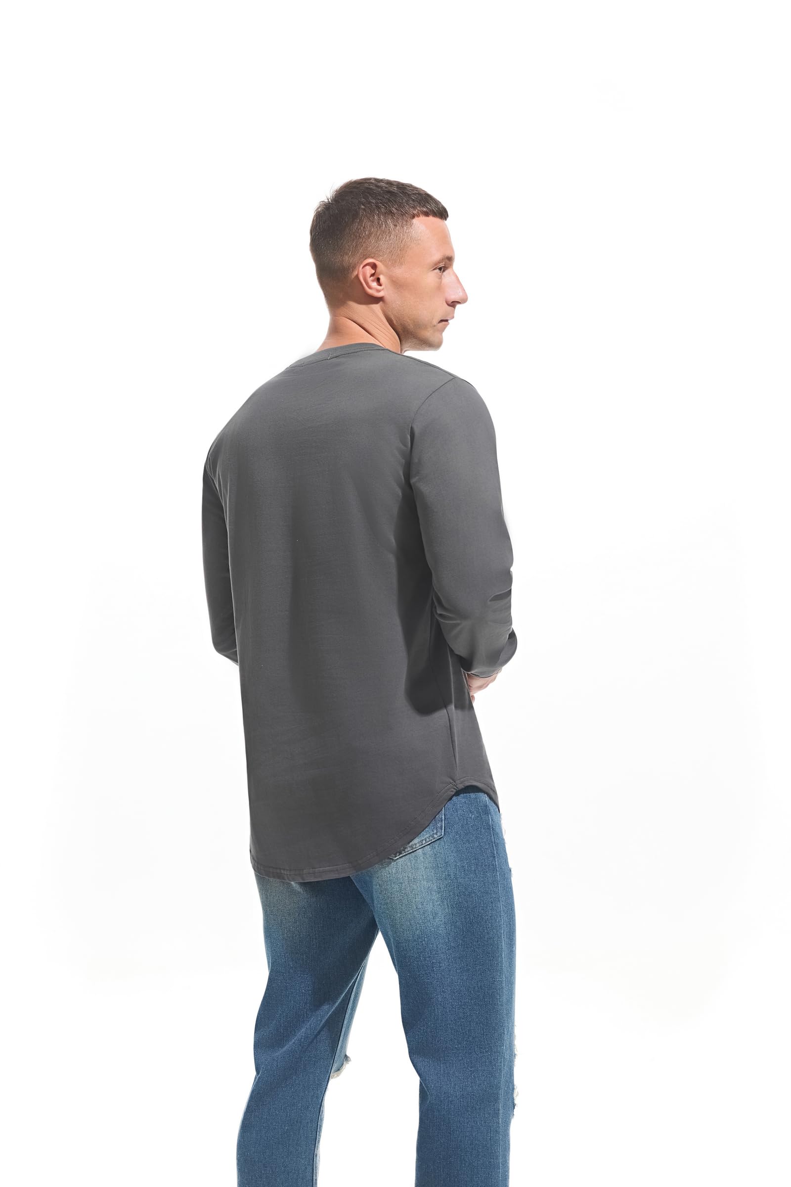 VEIISAR Men's Heavy Weight Crew Neck Short Sleeve T Shirt - Mens 100 Cotton Thick Longline T-Shirts Preshrunk