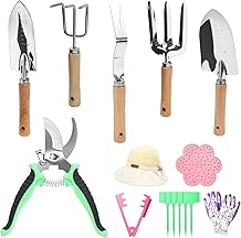 Gardening Tools Set, 11-Piece Heavy Duty Garden Tools Including Garden Gloves,Anti Rust Gardening Essentials Kit for Starters,Gardening Gift for Women
