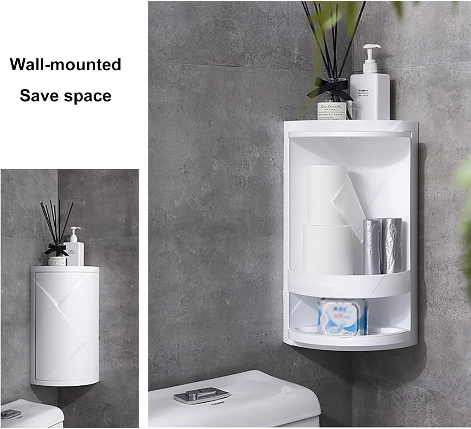 Plastic Corner Bathroom Storage Cabinet, Cabinets for Storage with Rotating Door, Bathroom Storage Cabinet Wall Mounted (Size : 2 Layer)