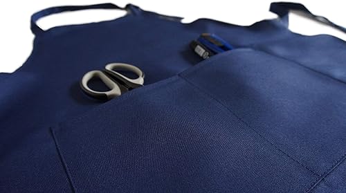 Miniatura 3 de Delantal para niños, correa ajustable con 2 bolsillos, para pintura y manualidades, unisex, de 8 a 12 años, Azul oscuro