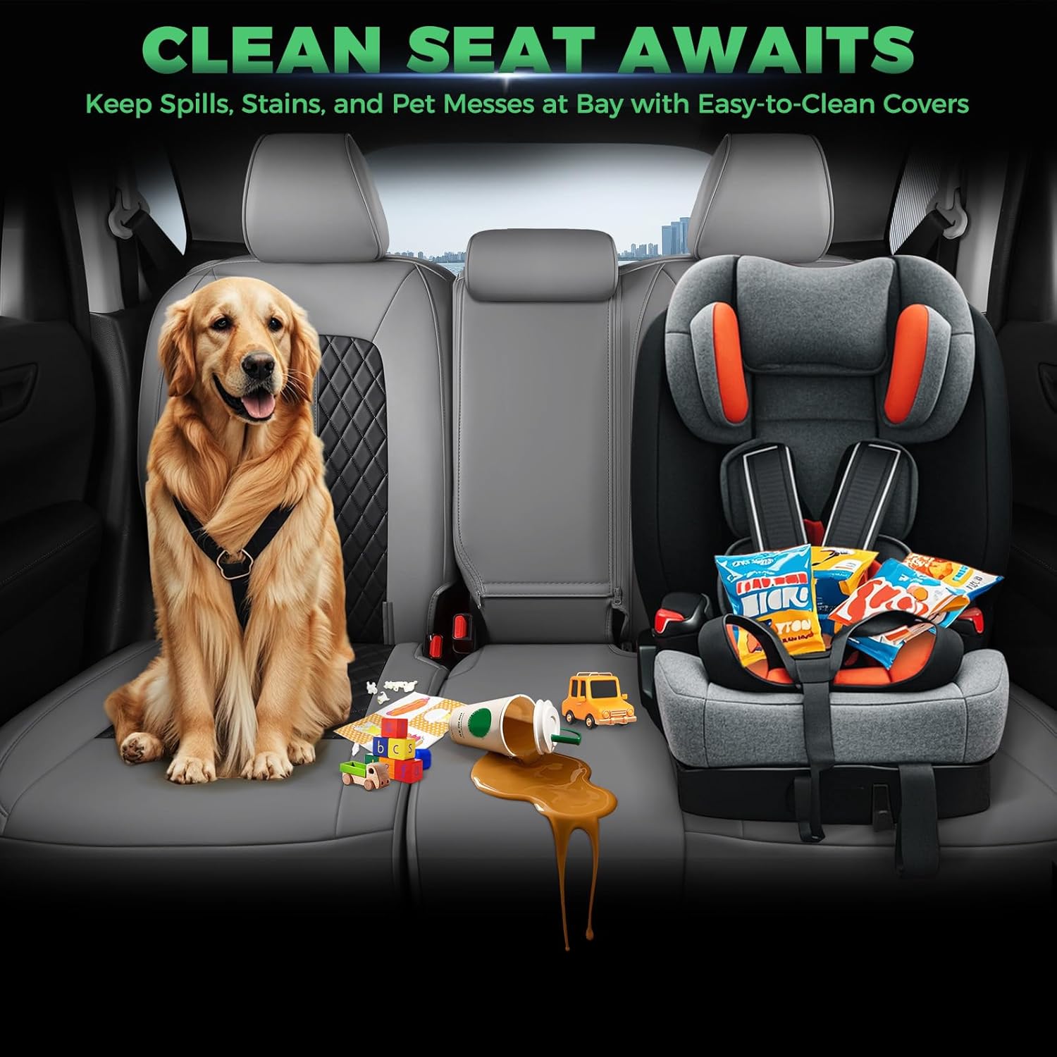 for Honda HRV Seat Covers 2023 2024 2025 2026 Sport LX, Custom Fit Car Seat Cover Full Set, Waterproof Leather HR-V Seat Protector, SUV Cushions Accessories, Gray Black, NOT Fit for EX-L